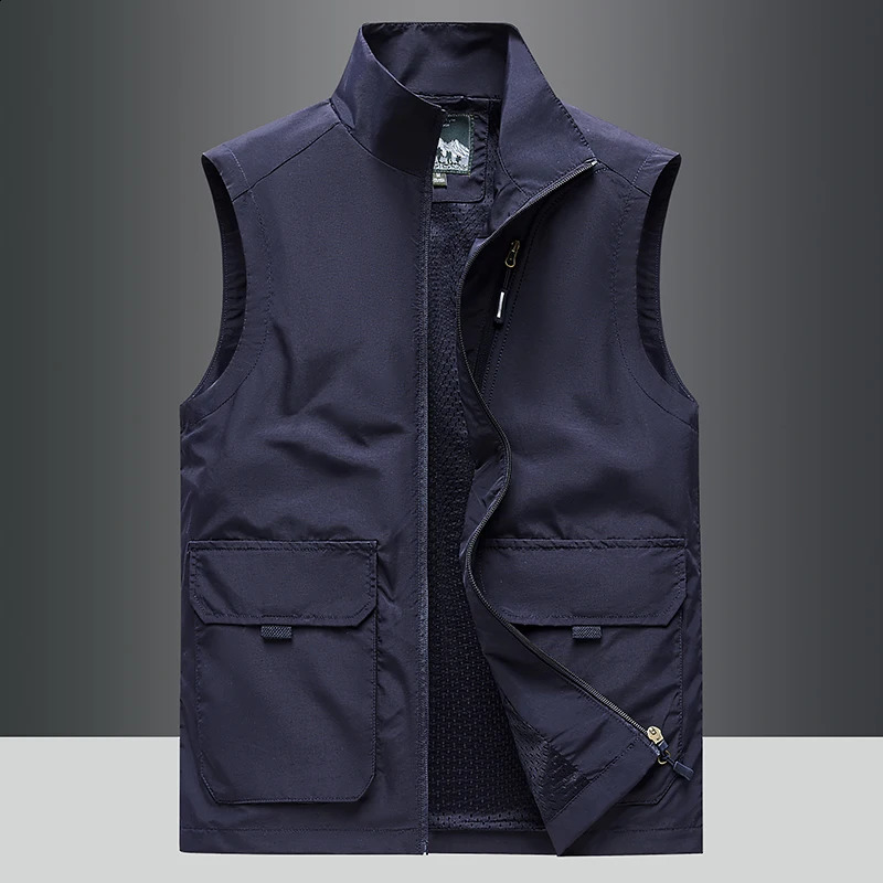 Summer Fishing Vest Loose and Breathable Chest Zipper Sleeveless Jacket Casual and Fashionable Mens Tank Top 240824