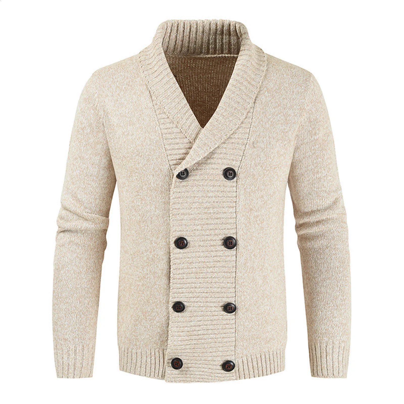 Mens casual open front coat solid cotton knitted sweater retro casual stand up collar long sleeved cardigan 240824