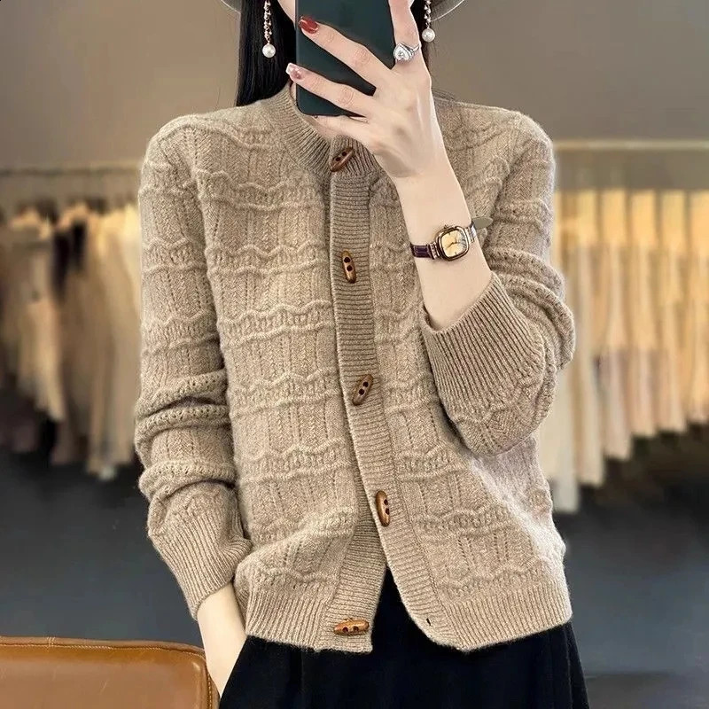 Automne hiver 2024 Cou rond Version coréenne polyvalente Veste de chape