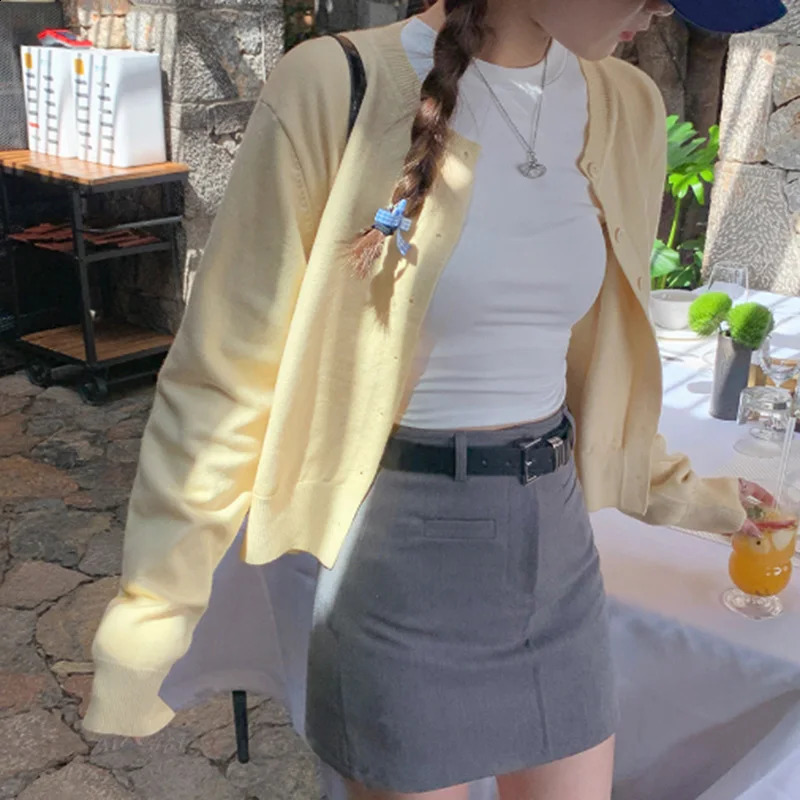 2024 Autumn Women Sweaters Concise Daily Knitted Tops Lady Cardigan Pullover Korean Style Solid Long Sleeve Clothes 240824
