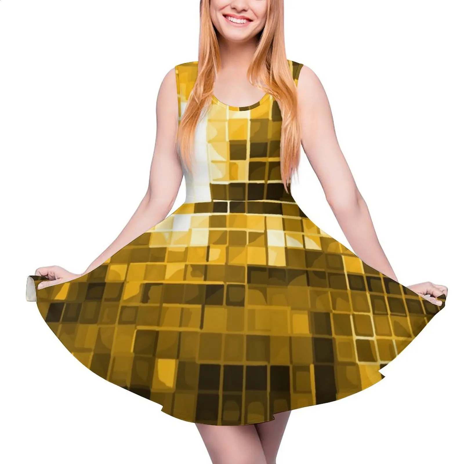 Robe sans manche en or Disco Robe de soirée à manches longues robe nuptiale robe d'été Femme 2024 240824