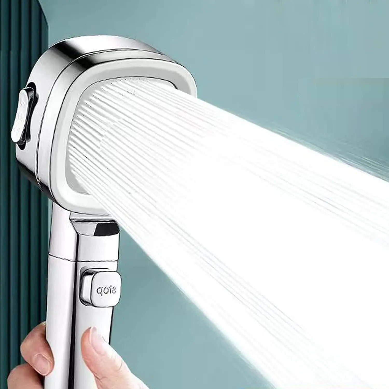 High Pressure Shower Head with Stop Button 4 Modes Adjustable Water Saving Nozzle Rainfall Showerhead Bathroom Accessories 240824 M260303-image-1096139423