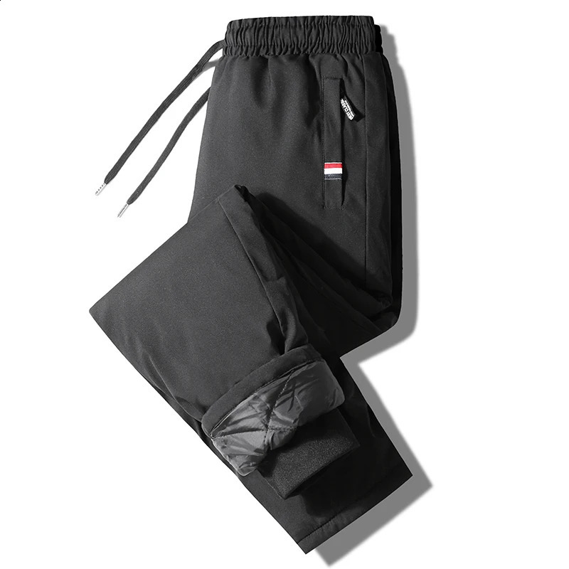 Autumn Pants Mens Elastic Waist Fitness Sportswear Winter Waterproof and Warm Pants Mens Large Sized Loose Down Pants 7XL 240824