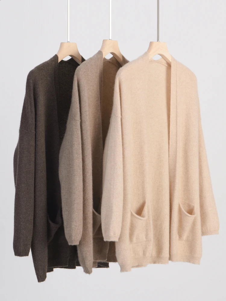 Automne Winter Femmes Cashmere Cardigan Pull 100 Mérino en laine de laine Mérino Poche décontractée Codel Vêtements coréens Vêtements Top 240824
