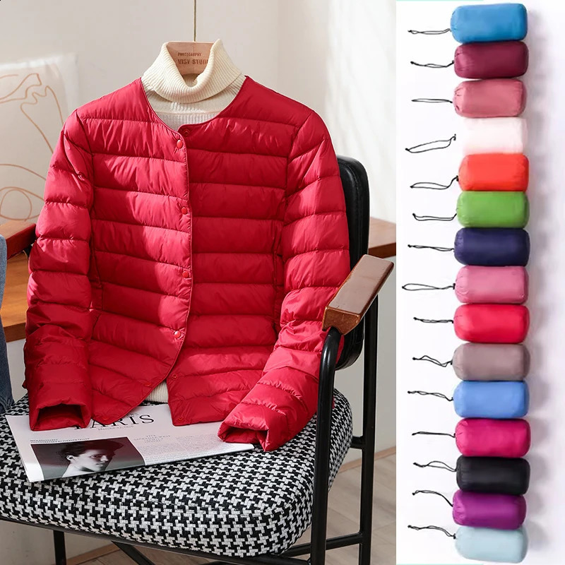 Arrivals Womens White Duck Down Liner Puffer Jacket Autumn Winter Female Keep Warm Korean Office Lady Down Coat 240824