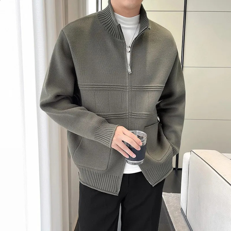 Arrivée en tricot-tricot manteau hommes printemps automne décontracté cardigan mâle veste mâle couleur plus taille 3xl 3 couleurs 240824