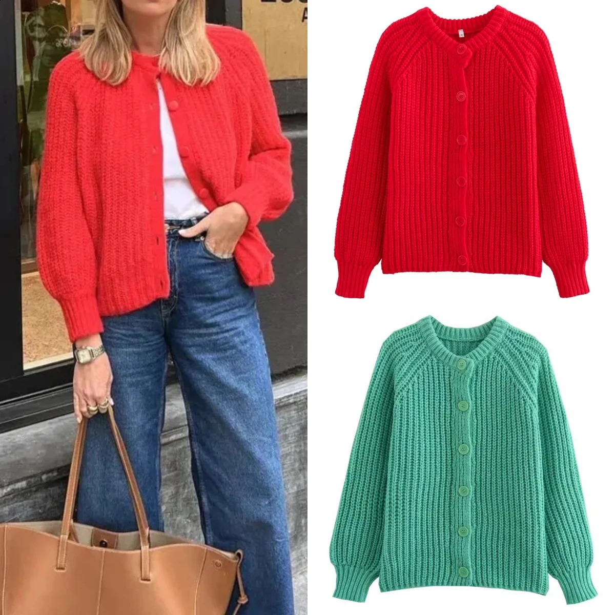 Cardigan tricoté de couleur unie pour femme, pull court à manches longues et col rond, veste coréenne élégante, mode printemps 2024, 240824