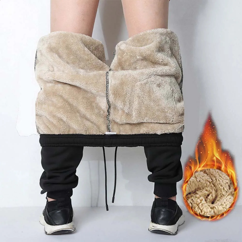 FALIZA Thick Wool Jogger Mens Pants Winter Cotton Trousers Lambskin Cashmere Sports Pants Warm Mens Casual Track Pants PAM56 240824