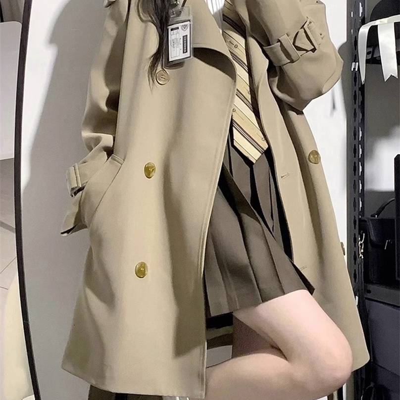 Preppy Style ultra-thin waist womens trench coat spring/summer autumn lapel loose jacket long sleeved double chest jacket 240824 ww