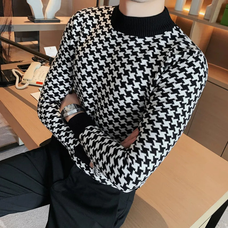 mens autumn and winter high-quality knitted sweater/mens ultra-thin fit plain weave fashionable zipper mens casual knitted shirt 240824
