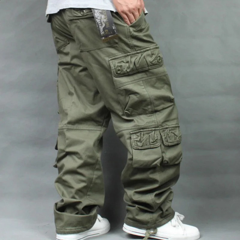 Autumn Winter Fleece Thickened Overalls Hip Hop Mens Long Trousers Men Baggy Casual Pants Warmth Plus Size 40 Mens Bottoms 240824