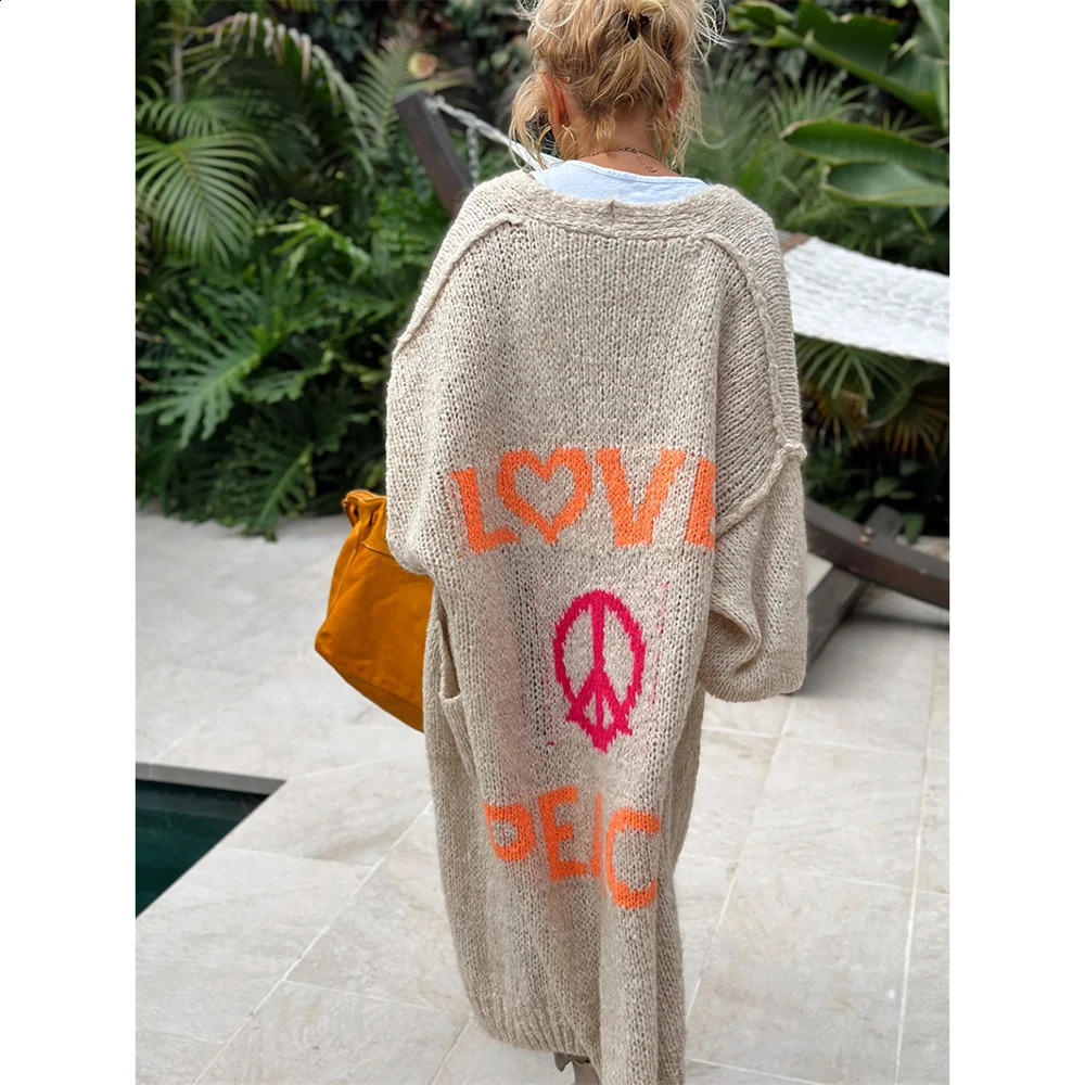 Solid Womens Coat Style Street Casual Lady Long Cardigan Veste coréenne Version coréenne Fers envers la grande lettre 240824