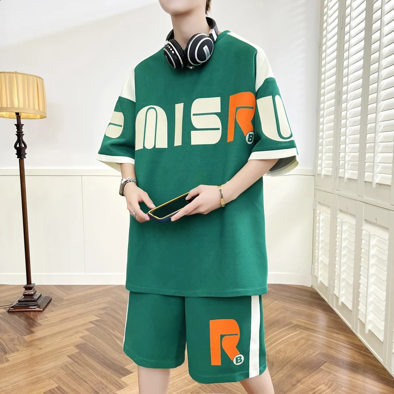 Summer Men Shorts Set Casual 2 Piece Sets Fashion Clothing 2023 Streetwear Clothes Tracksuits 240601Z