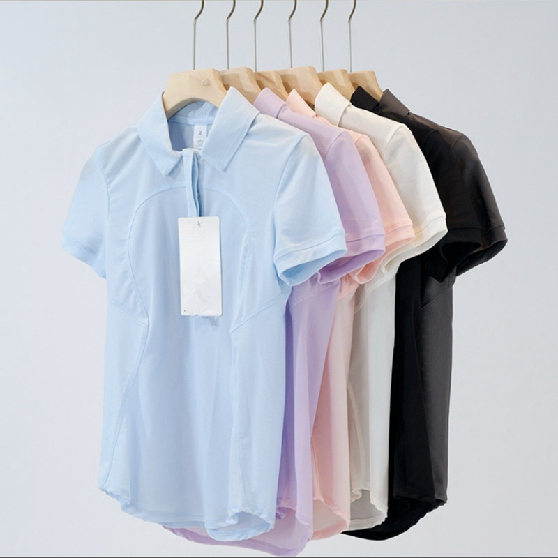 spring and summer womens yoga short sleeved casual fashion mesh breathable quick drying slim fit sports and fitness tennis shirt