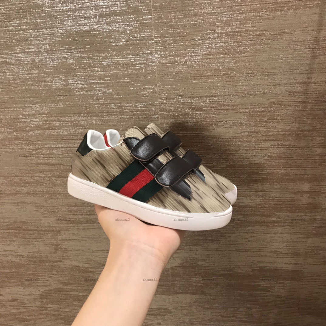 Chaussure de luxe en toile pour bébé, baskets pour enfants de différentes couleurs, de haute qualité, boîte d'emballage, taille 26-35, sangle à b