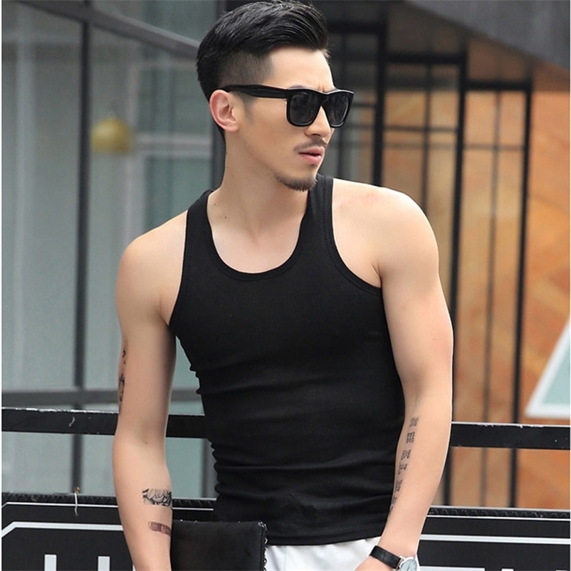 Summer mens 100% cotton vest underwear sleeveless vest top underwear breathable gym clothing fitness top T-shirt 240824