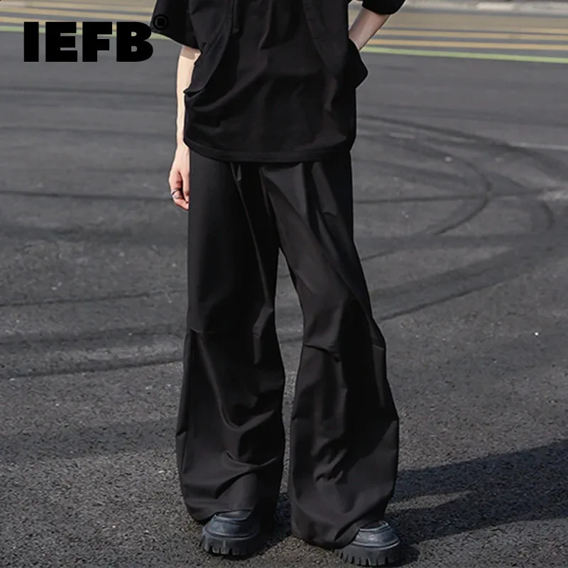 IEFB Loose Mens Suit Pants Wide Leg Straight Versatile Solid Color Floor Mop Trousers Autumn Casual Menwear 9C5661 240826
