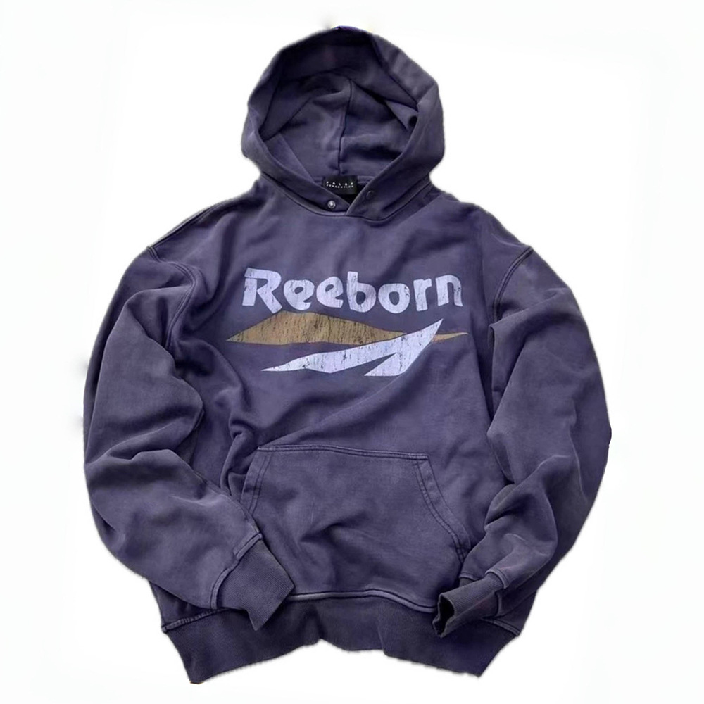 Us Size Printed Men Women Hoodies Vintage Wash Cotton Casual Loose Sweaters