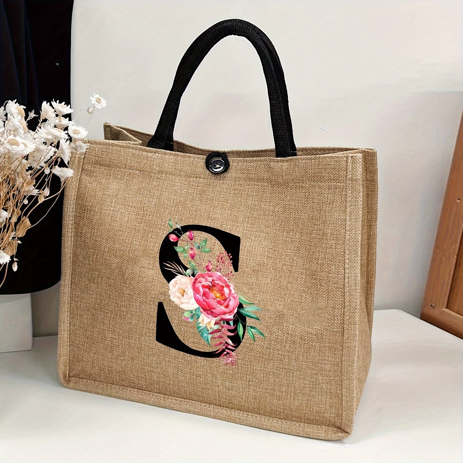 Fashionable Print Linen Large Capacity Tote Multifunctional Shopping Elegant Gift Bag Free shipping