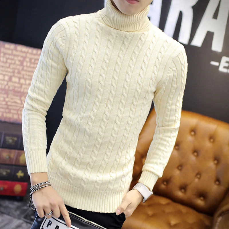 autumn and winter turtle neck fashionable simple slim fit sweater mens clothing high neck casual pull-out knitted shirt plus size S-3XL 240824