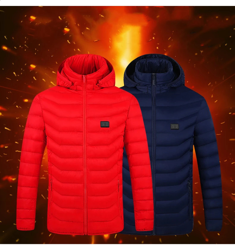 9 Areas Heated Jacket USB Mens Womens Winter Outdoor Electric Heating Jackets Warm Sports Thermal Coat Clothing Heatable Vest 240826