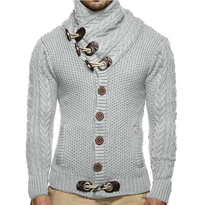 Fashion tough guy Knitwear mens autumn and winter trumpet button top knitted sweater mens fashion casual elegant cardigan 240824