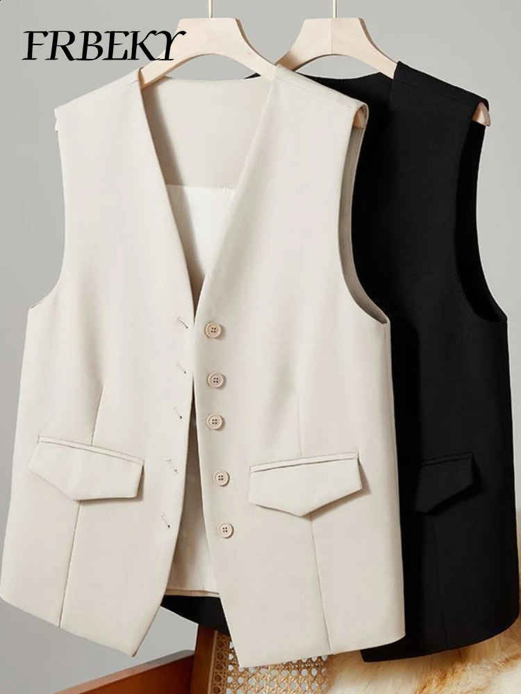 Vests for Women Spring Suit Solid Color Vest Singlebreasted Korean Fashion Jacket Sleeveless Cardigan 240826