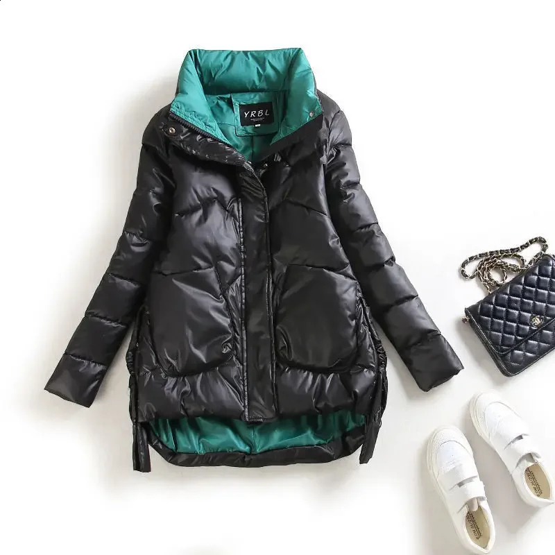Winter Warm Coat Womens Fashion Solid Color Hood Filled Down Cotton Clothing Jacket Women 2023 240824
