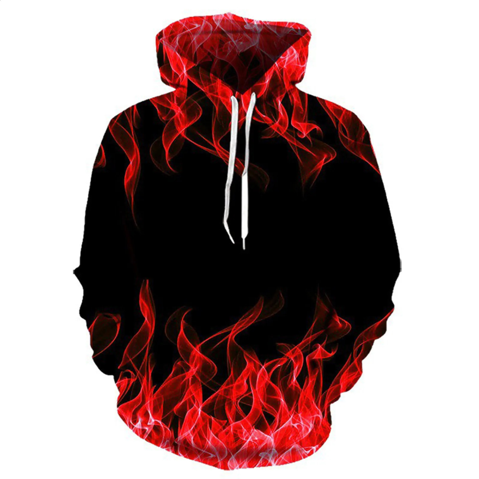 Mens fashion autumn and winter long sleeved hooded flame burning sweater 240824