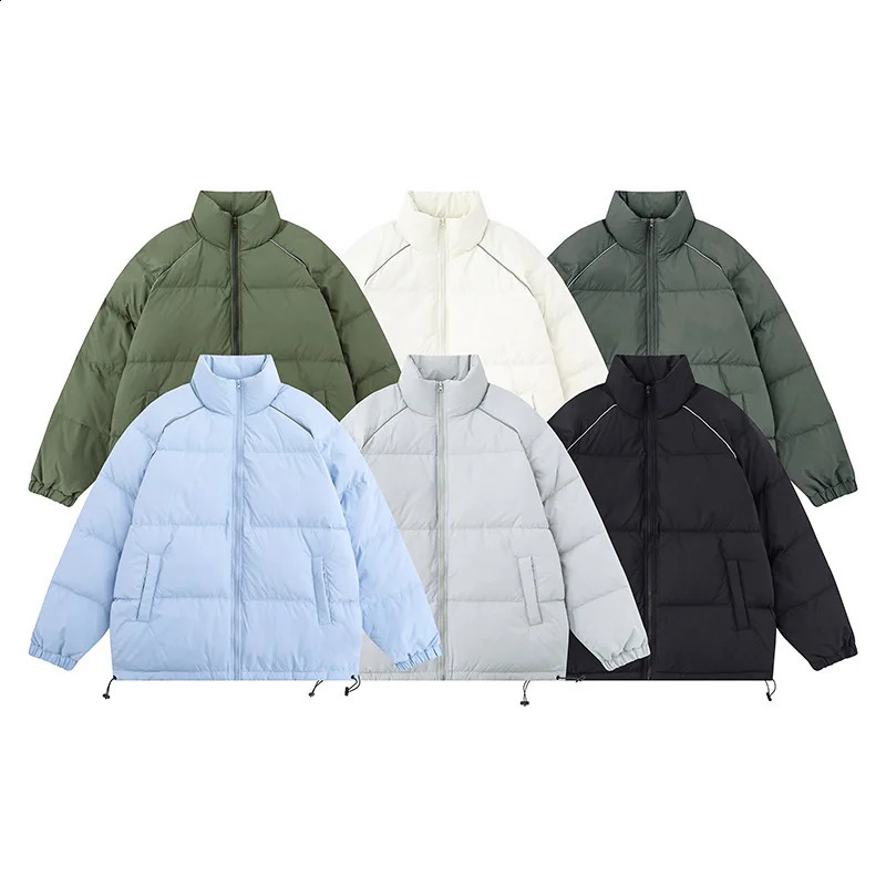 Autumn and Winter Korean Version Men Jacket Solid Color Stand Collar Thicken Keep Warm White Duck Down Trend Lover Comfortable 240826