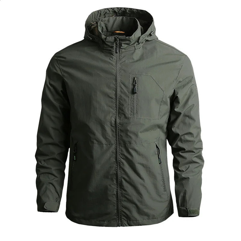 Mens Jackets Waterproof Military Hooded Jacket Windbreaker Outdoor Camping Sports Elastic Coat Male Clothing Thin Overcoat 240826