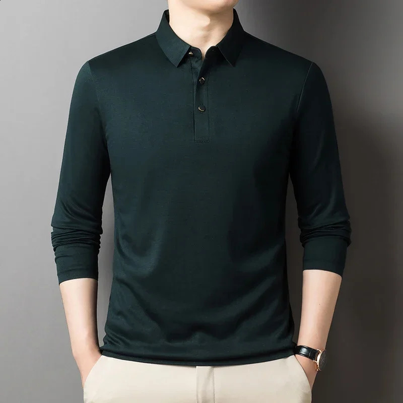 Mens wool sweater warm long sleeved polo business zipper top solid color polo neck knitted casual T-shirt 240824