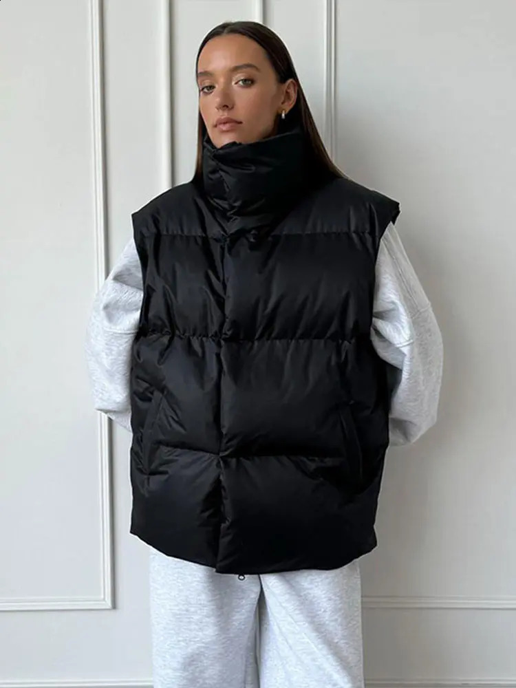 Casual Loose Cotton Womens Vest Winter Autumn Jackets Solid Warm Sleeveless Jacket Coat Female Fashion Sport Tank Tops 240826