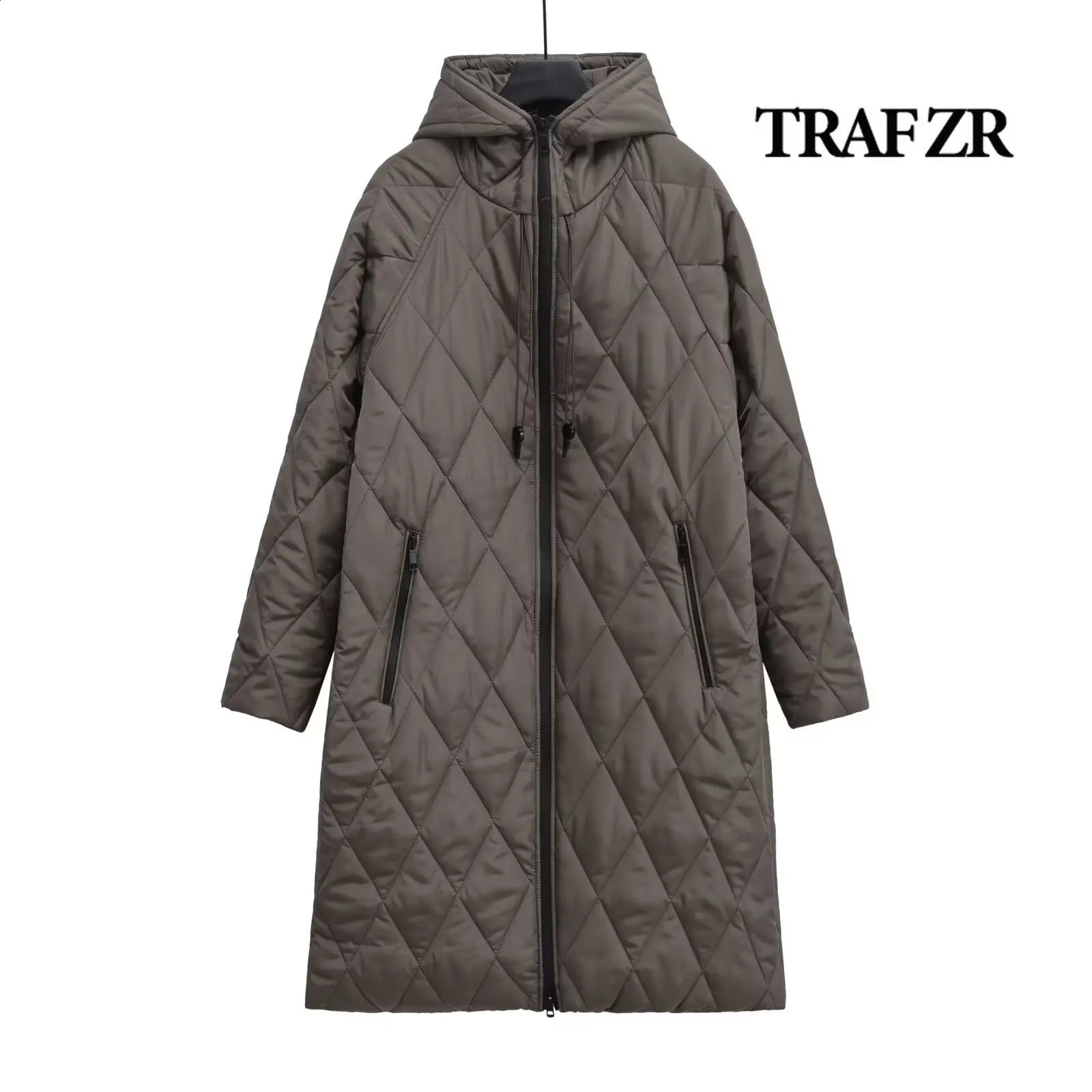 TRAF ZR Long Parkas Winter Jackets for Women 2023 Ladies Coat With Hood Fashion High Quality Outerwears 240824