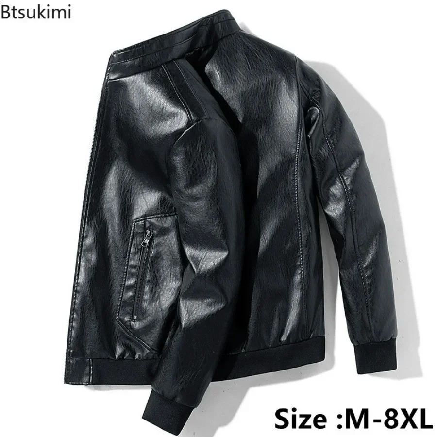 Mens Leather Jacket Oversized Spring Autumn Formal Business Leather Jacket Men Trendy Loose Baseball Leather Jacket M-8XL 240826