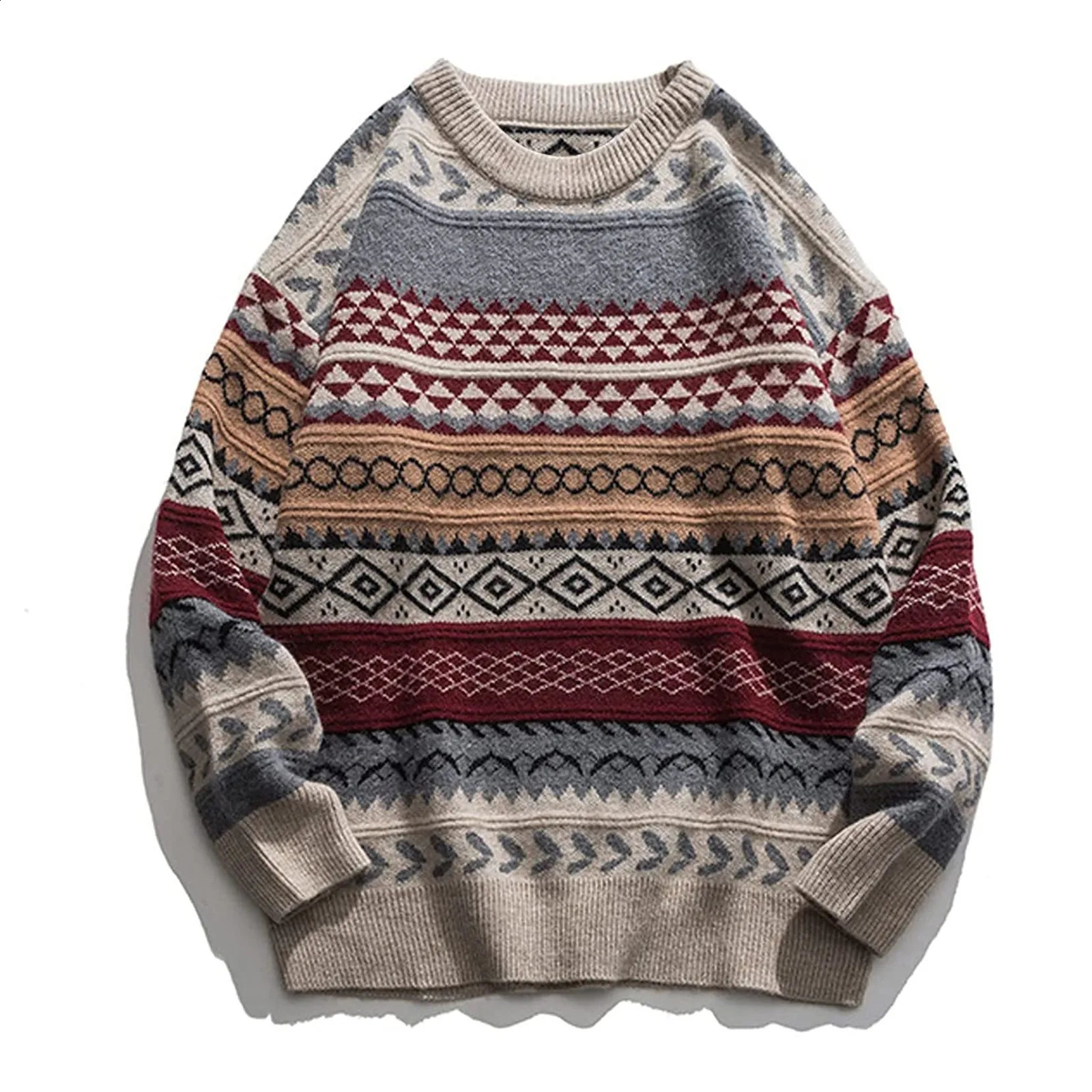 Pull de bande rétro pour femmes automne et hiver tricoté rétro saut à manches longues surdimensionnées surdimensionnées.