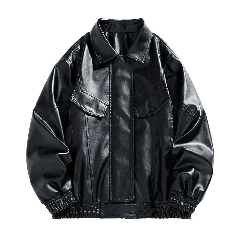 Veste en cuir pour hommes Armure à capuche PU Maisses Pu Tops Automne Hiver Fashion Streetwear Mens Vêtements Détachable Cap S-XXXL 240826