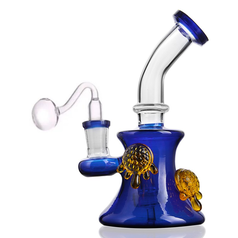 Premium Glass Klein Water Pipe - Multifunctional Recycler Hookah Design with Advanced Percolation System for Smoking Cones & Dabs-image-407860178