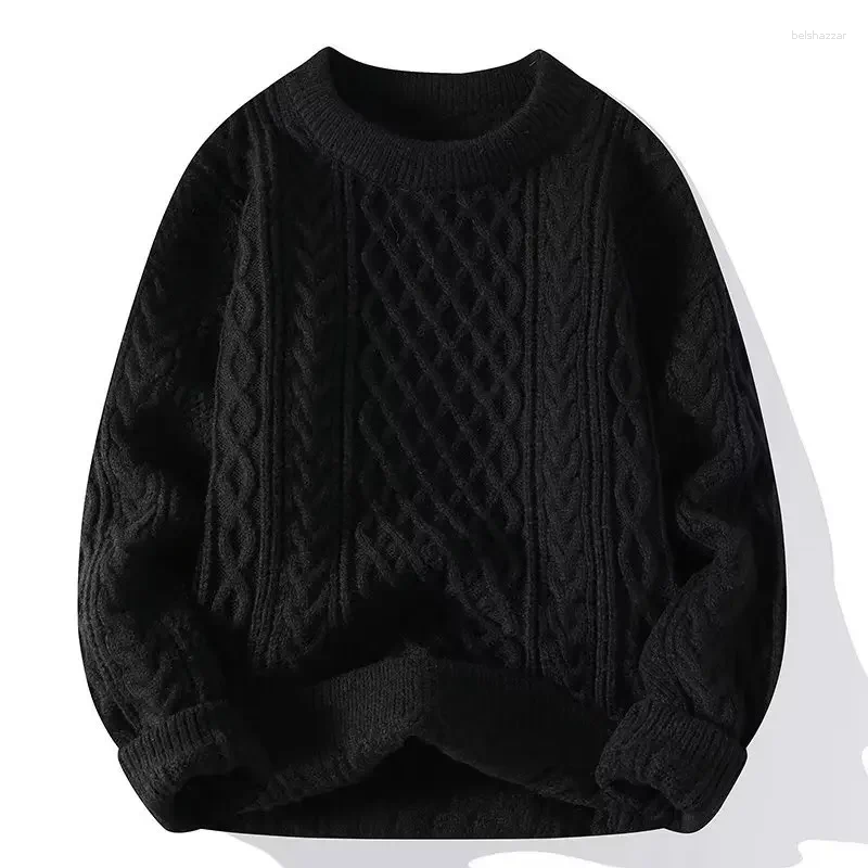 Men's Sweaters Trendy Knitted Sweater For Men Casual Round Neck Warm Inner Loose-fit Pullover Cozy Soft Supple Fall Winter Fashion