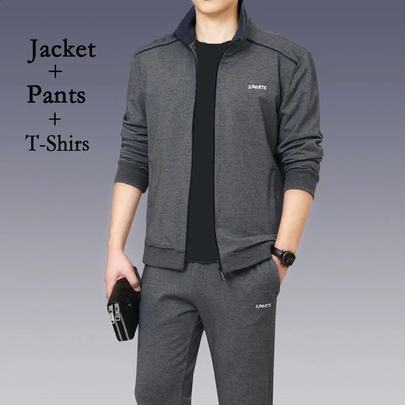 2024 Winter Running Set Sportswear SweatshirtPants Mens 3-Piece Fitness Sportswear Jogging Suit 240826