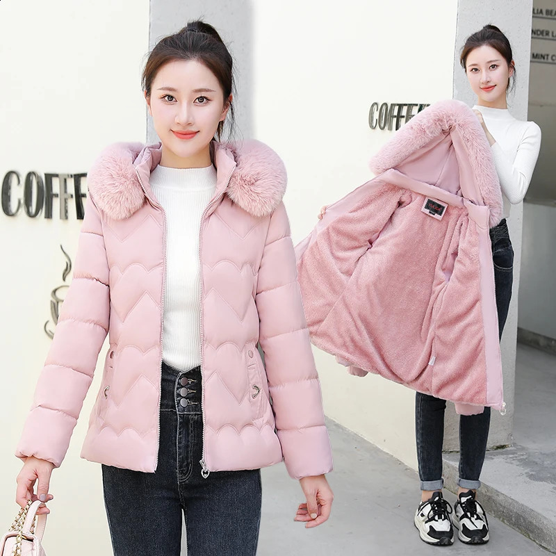 Winter Jacket Womens Parka Fashion Long Coat Wool Lined Hoodie Parkas Ultra Thin with Fur Collar and Warm Chiffon Lining 240826