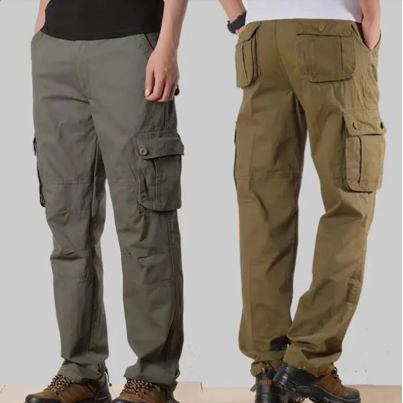 Fashion Mens Cargo Pants Casual Multi Pockets Military Tactical Outwear Straight slacks Male Long Trousers Large size 42 44 240824