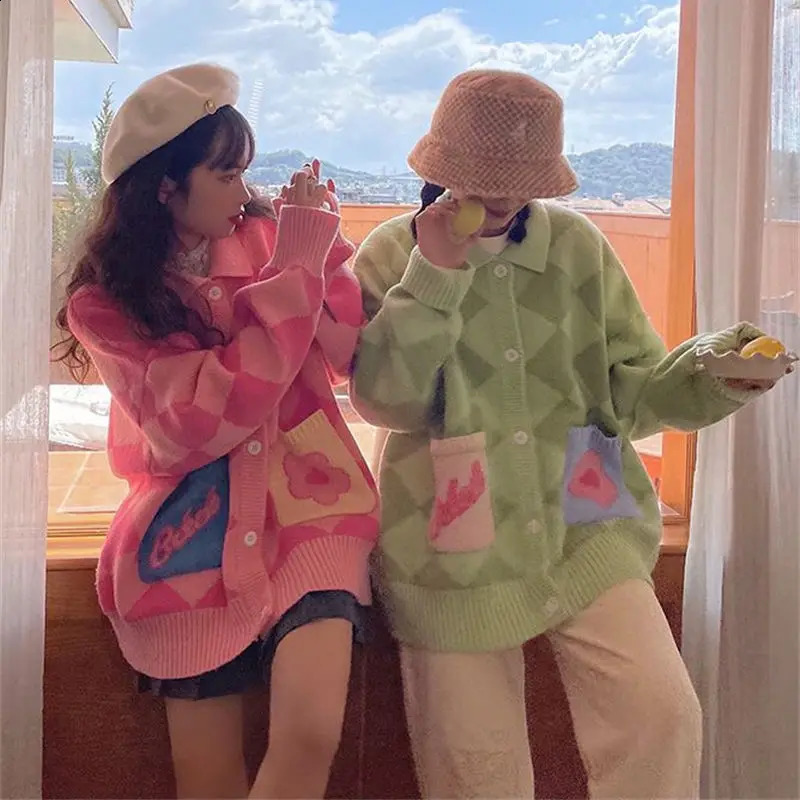 Korobov Japanese Sweet Preparatory Style Womens Cardigan Korean Fashion Sueteres Chic Large Cardigan Retro Street Cute Sweater 240826