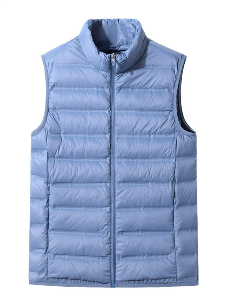 90% White Duck Down Padded Winter Ultra-Light Vest Men Sleeveless Jacket Slim Puffer Waistcoat Warm Gilet Coats Plus Size 8XL 240826