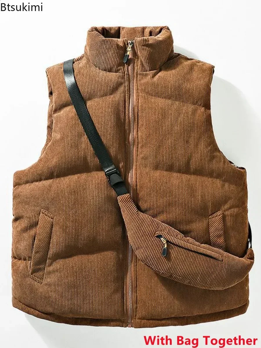 Mens Thick Warm Casual Vests Coats Autumn Winter Solid Students Youth Simple Sleeveless Top Vest Jackets Warm Vest Men 240824