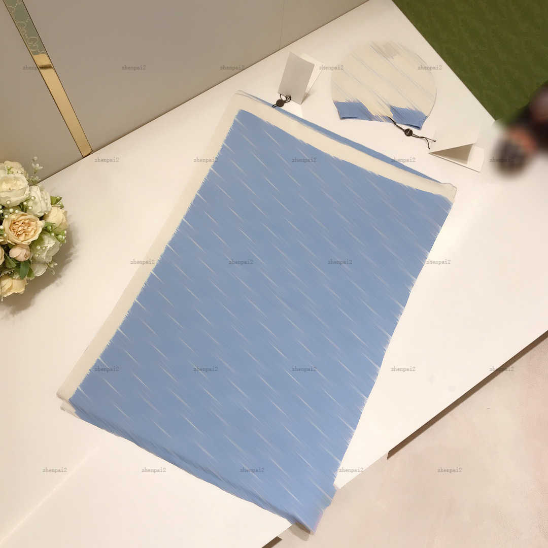 Luxury designer Baby Clothes Grid shaped Size 120*90 CM letter jacquard Swaddling child Nursery Bedding 2pcs Blankets and hats-image-1022103698