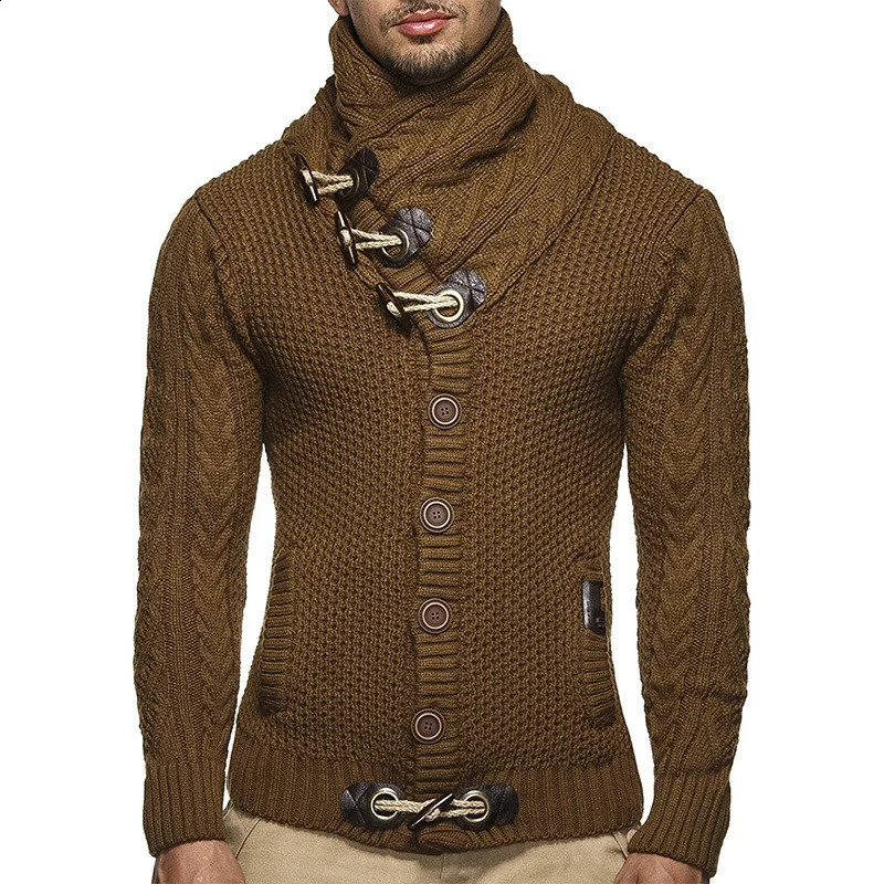 Mens sweaters streetwear sea neck sweaters mens L XL long sleeved knitted zippers autumn winter soft warm 240829