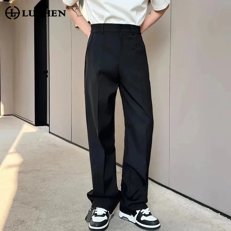 LUZHEN Fashion Elegant Mens Straight Suit Pants Solid Color Loose Casual Trousers Korean Stylish Male Clothes LZ3370 240826