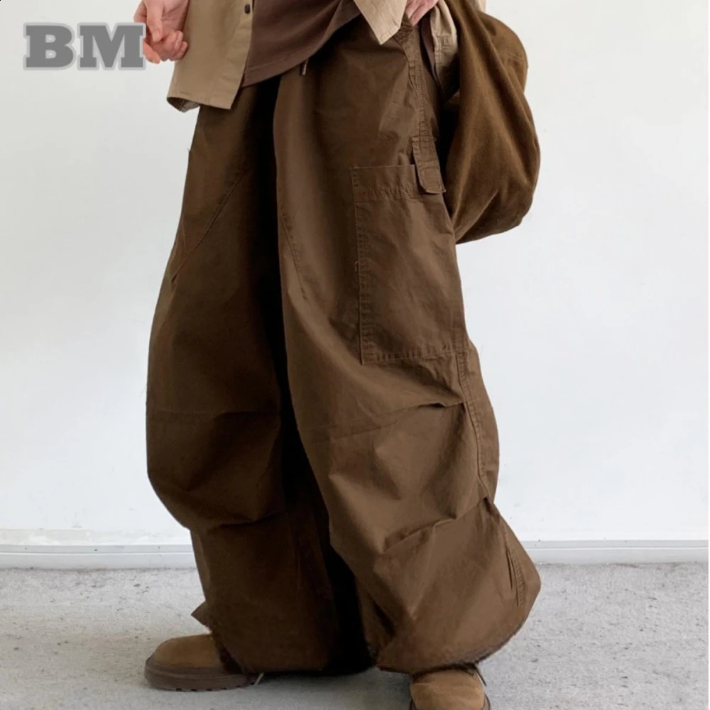 Vêtements coréens Streetwear Pantalons de cargaison de haute qualité Men Femmes Multi-poche Pantalon Baggy Pantalon Baggy Multi-Pocket Pantalon H