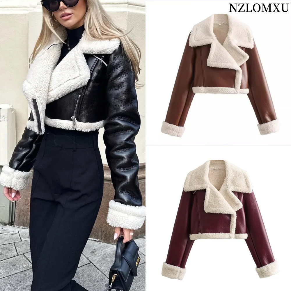 Winter womens jackets synthetic wool sheepskin coats vintage motorcycle jackets womens jackets outerwear 240826